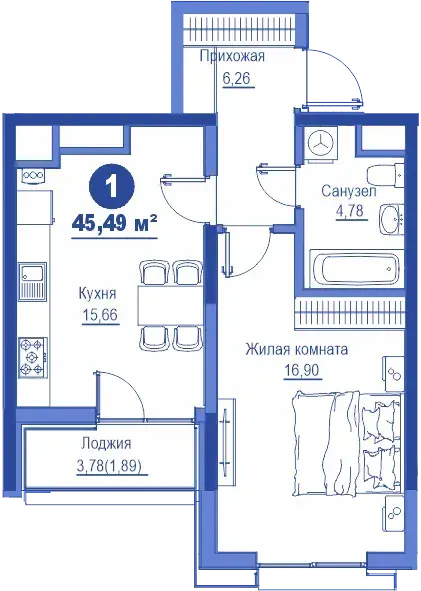 1-xonali kvartira Yashnabad, Tashkent — 34.8 m², 5 / 18 qavat — 3-reja