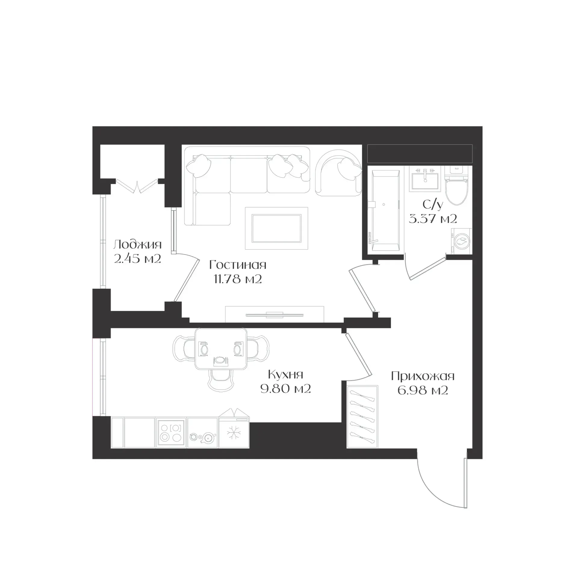 1-xonali kvartira Yunusabad, Tashkent — 32.1 m², 7 / 18 qavat — 4-reja