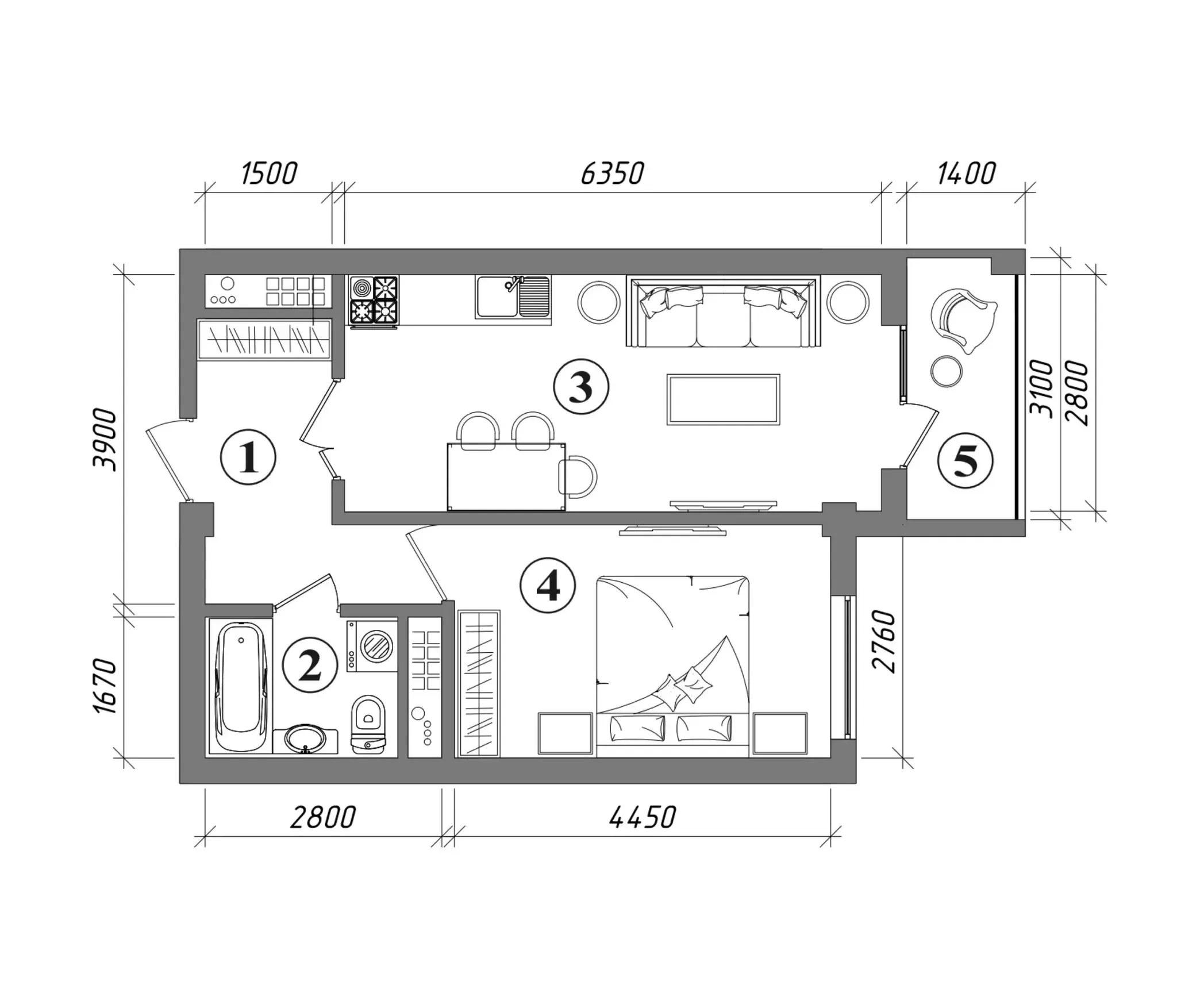 1-xonali kvartira Yashnabad, Tashkent — 34.7 m², 3 / 13 qavat — 6-reja
